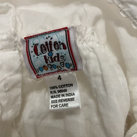 Cotton Kids Little Girls Dress Picnic Pink and Blue Embroidery Flowers. Size 4 - Picture 5 of 5